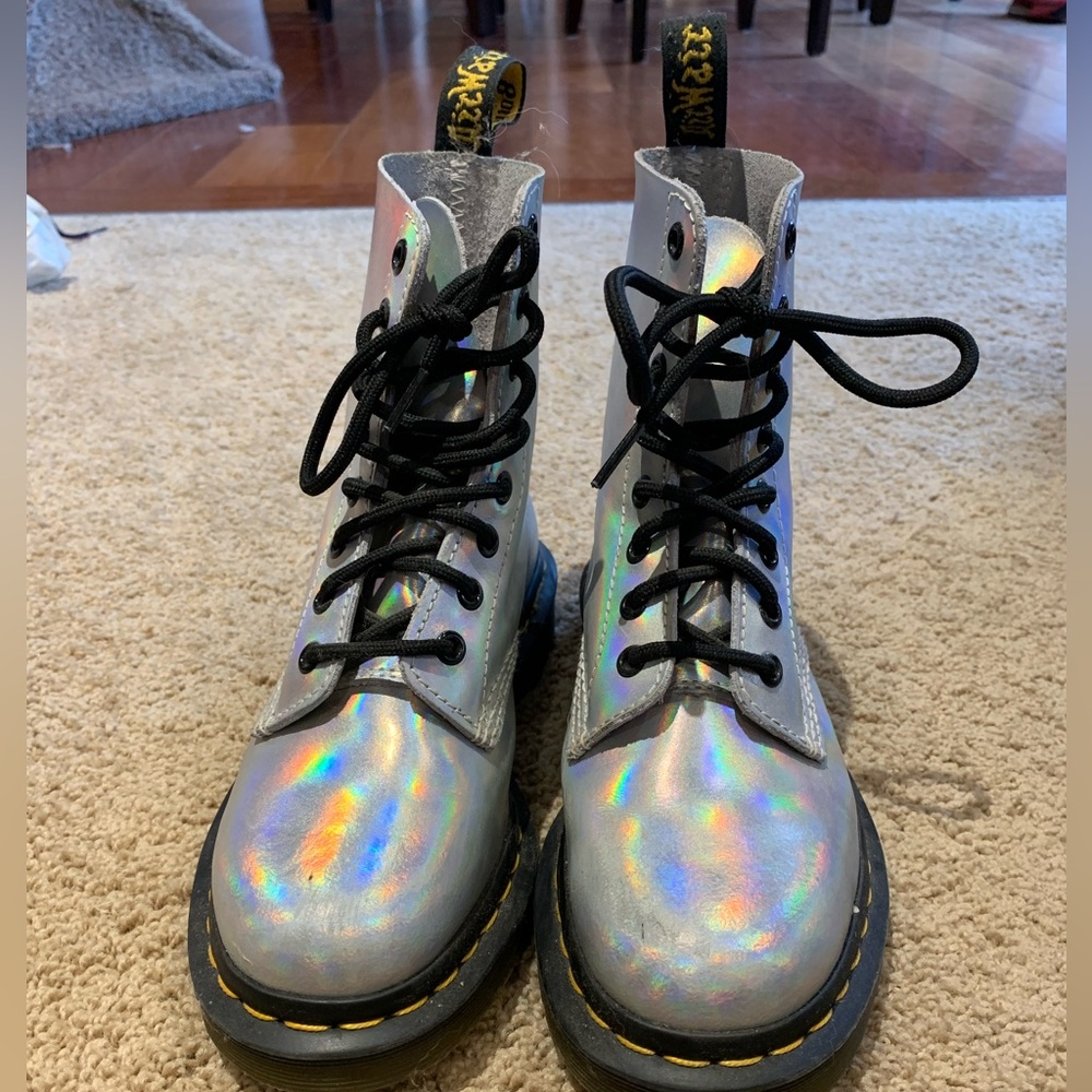 Women’s size 6 holographic Dr. Martins boots